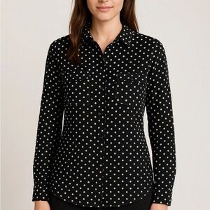 👚 Ines De La Fressange x Uniqlo Black Polka Dot Flannel Shirt M 6 8